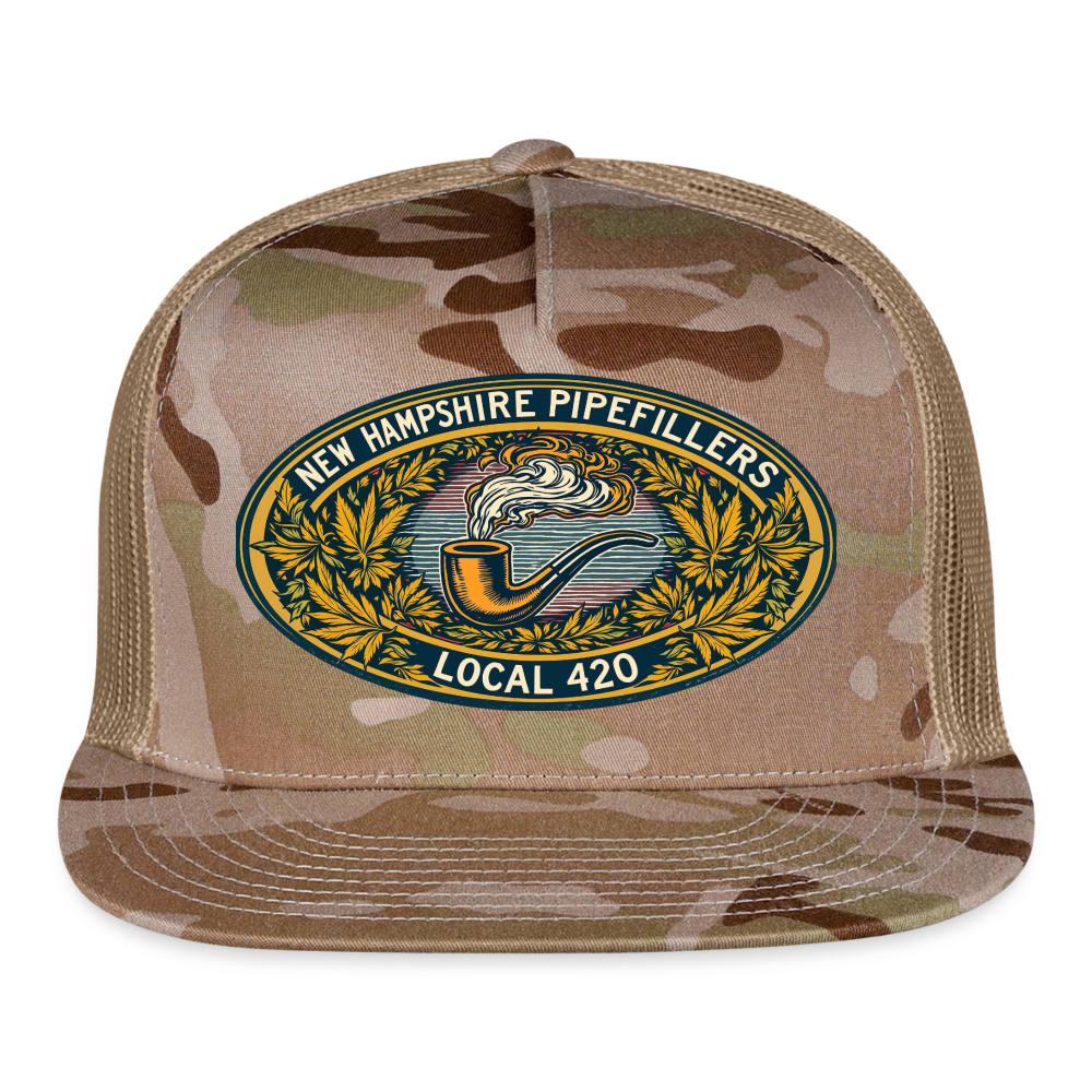 NEW HAMPSHIRE PIPEFILLERS UNION LOCAL 420 Camo Trucker Cap - MultiCam\tan