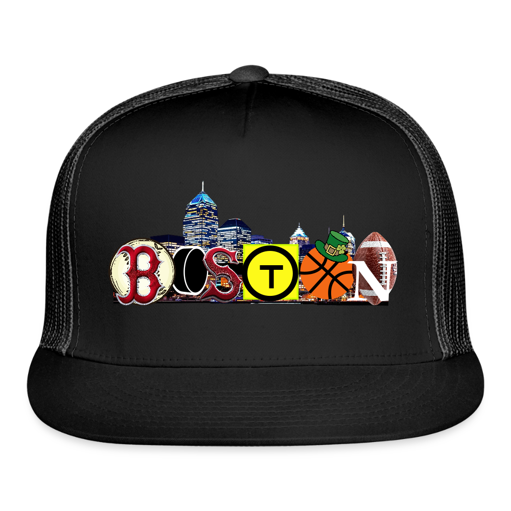 BOSTON SKYLINE Authentic Trucker Hat - black/black