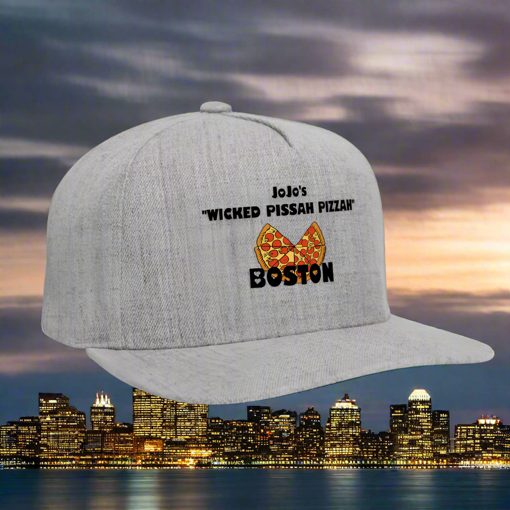 JoJo's "WICKED PISSAH PIZZAH BOSTON" Original Snapback Baseball Cap - heather gray