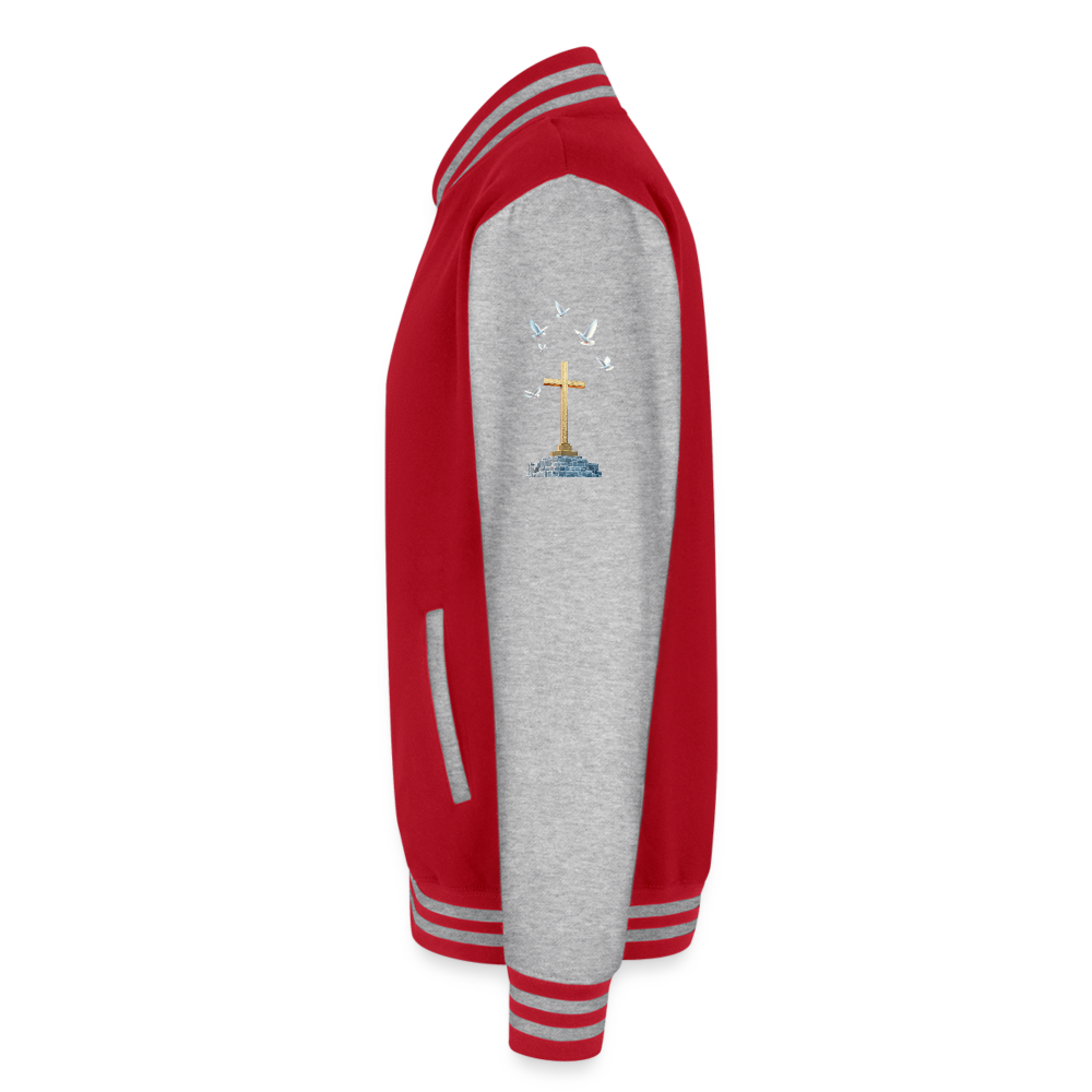Cross Just Hoods Heavyweight Letterman Jacket - red/heather grey