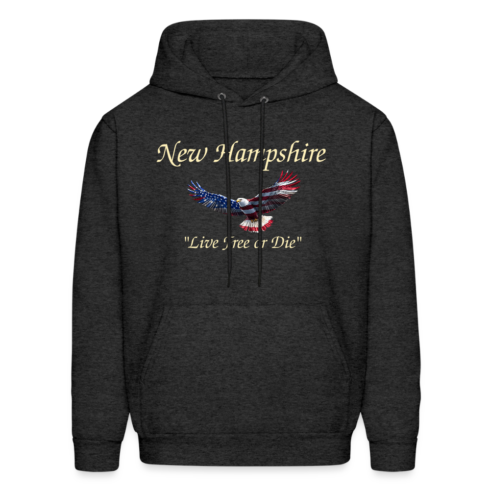 NH Live Free or Die Flying Eagle Men's Hoodie - charcoal grey