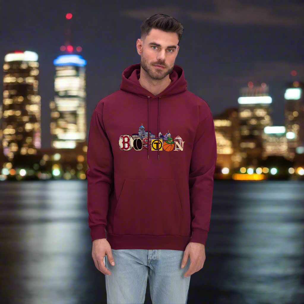 BOSTON SKYLINE Haines Men's Hoodie - burgundy