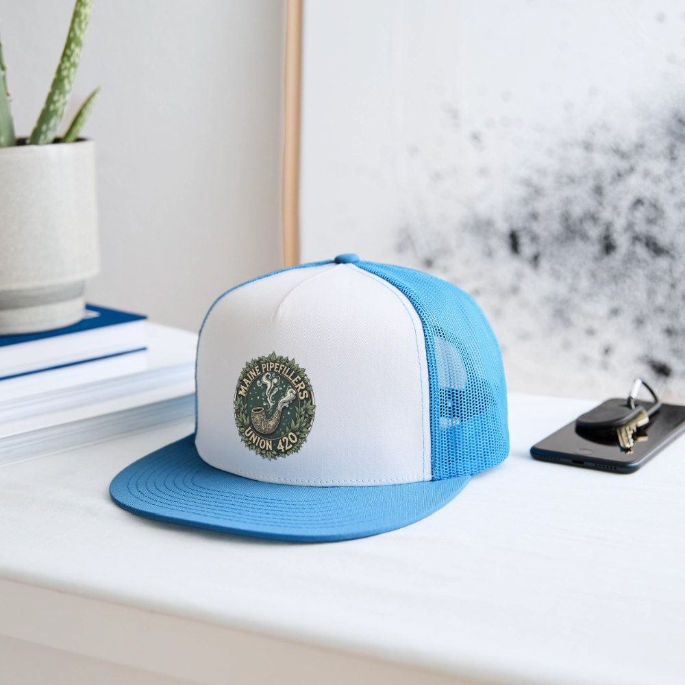 MAINE PIPEFITTERS UNION 420 Camo Snapback Trucker Cap - white/blue