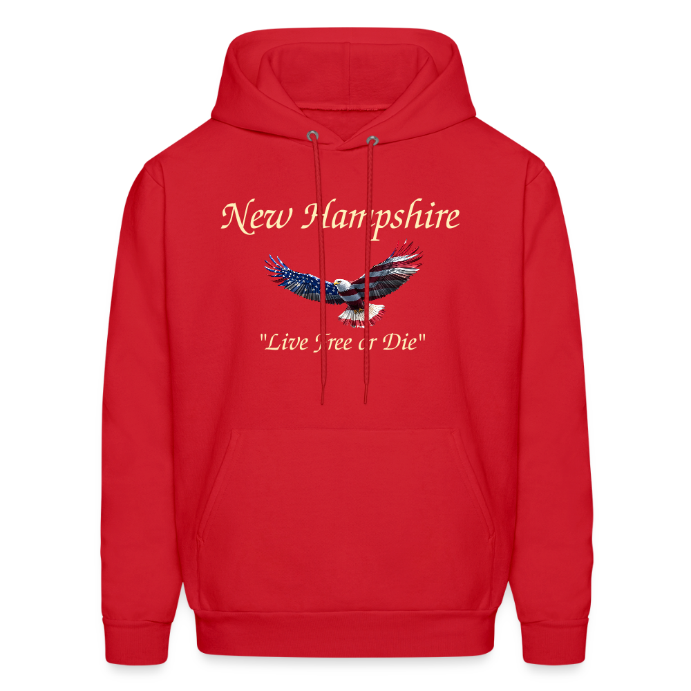 NH Live Free or Die Flying Eagle Men's Hoodie - red