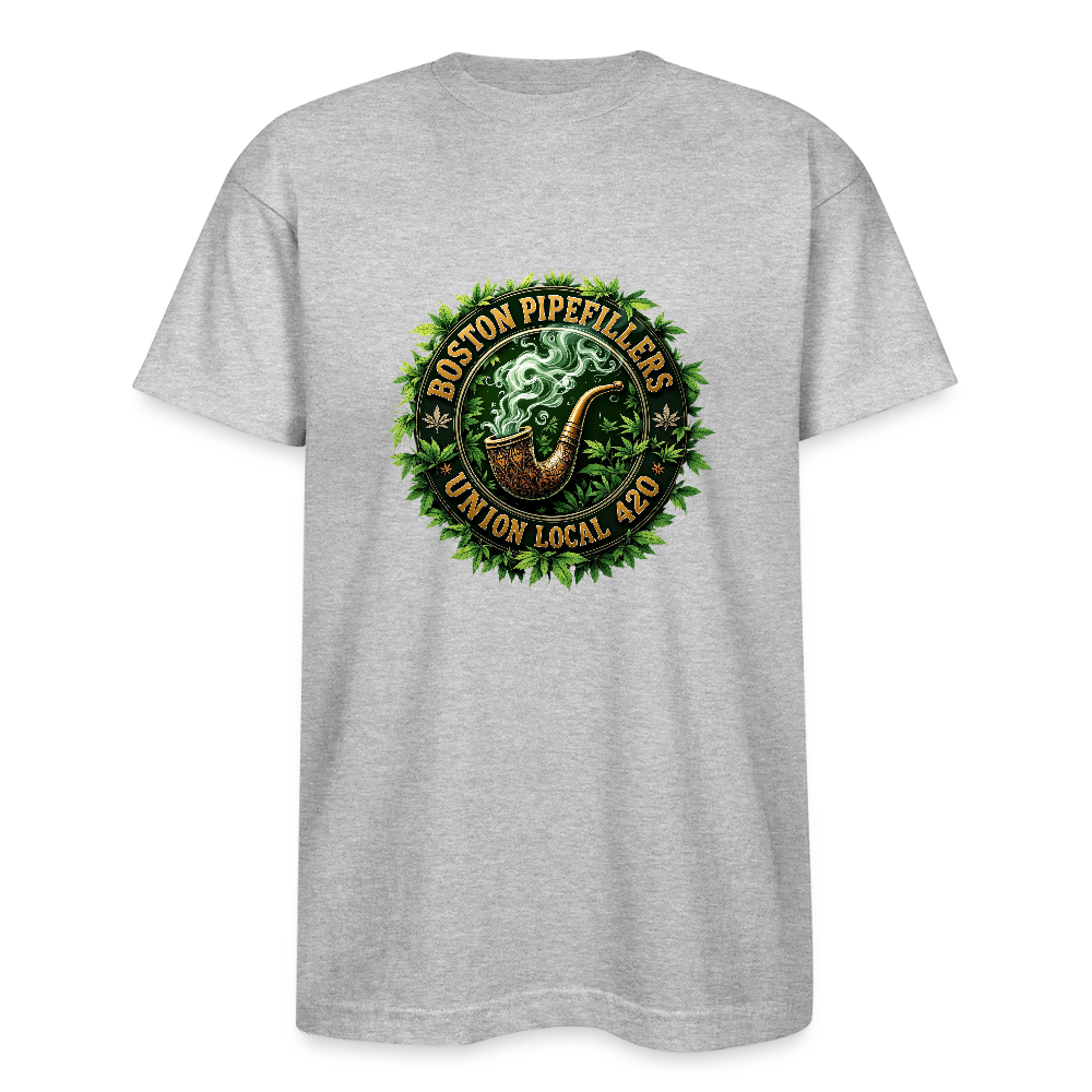 THE ORIGINAL BOSTON PIPEFILLERS UNION 420 Bayside Unisex Heavyweight USA Made T-Shirt - heather gray