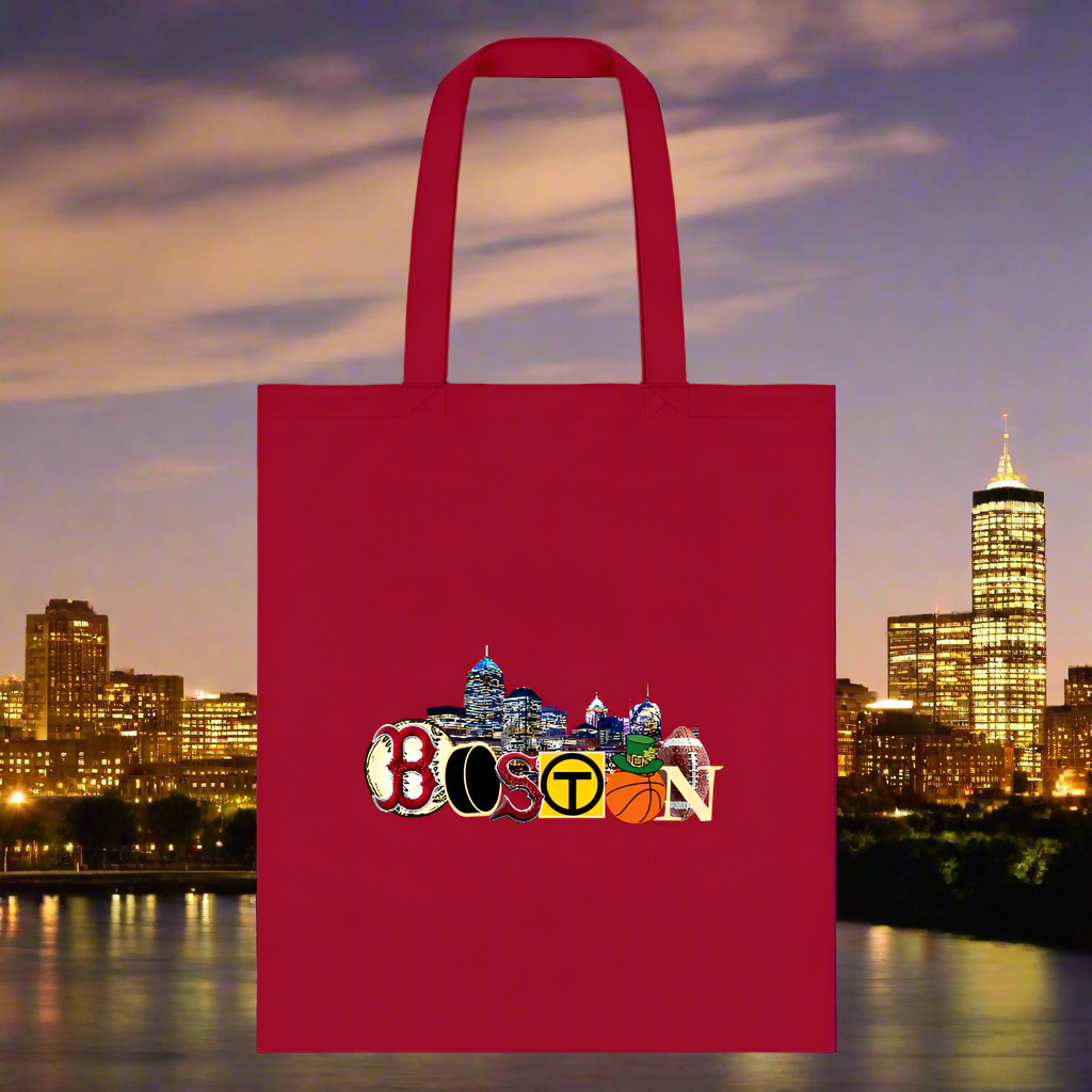BOSTON SKYLINE Tote Bag - red