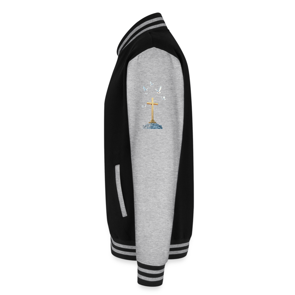 Cross Just Hoods Heavyweight Letterman Jacket - black/heather grey