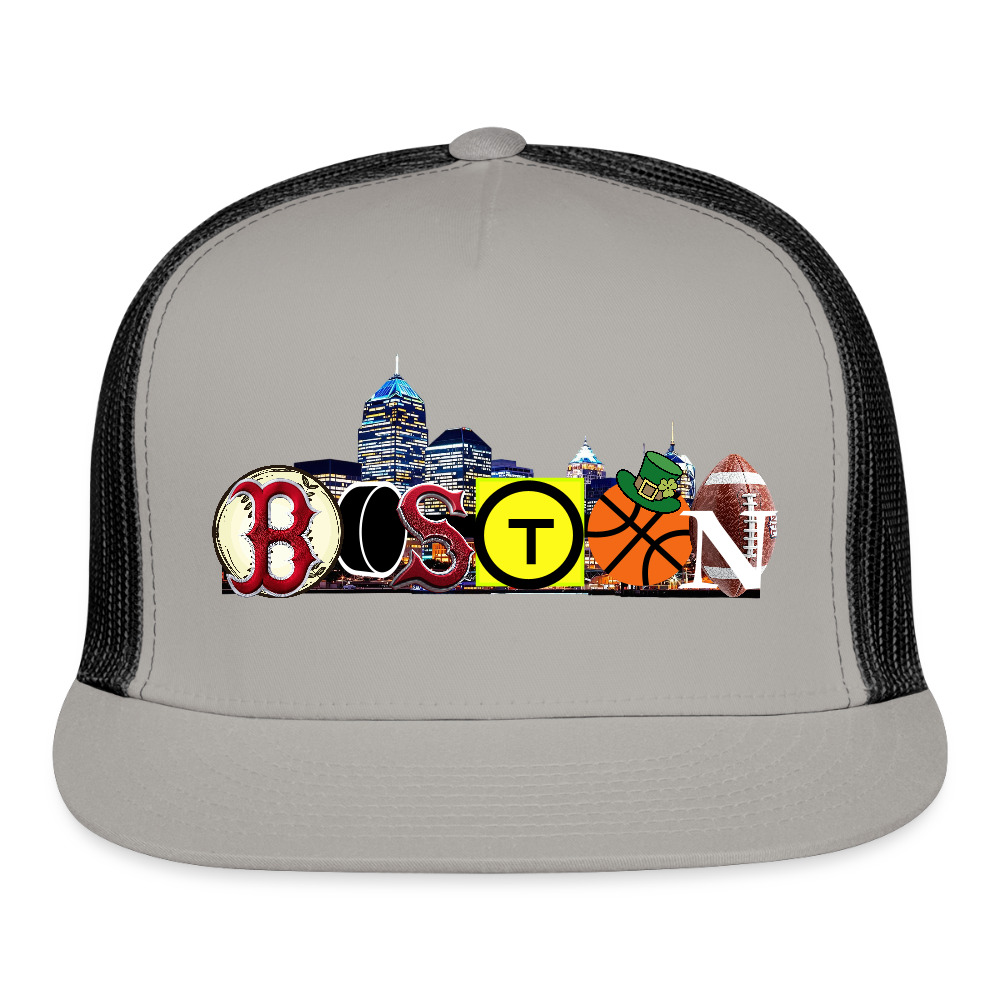 BOSTON SKYLINE Authentic Trucker Hat - gray/black