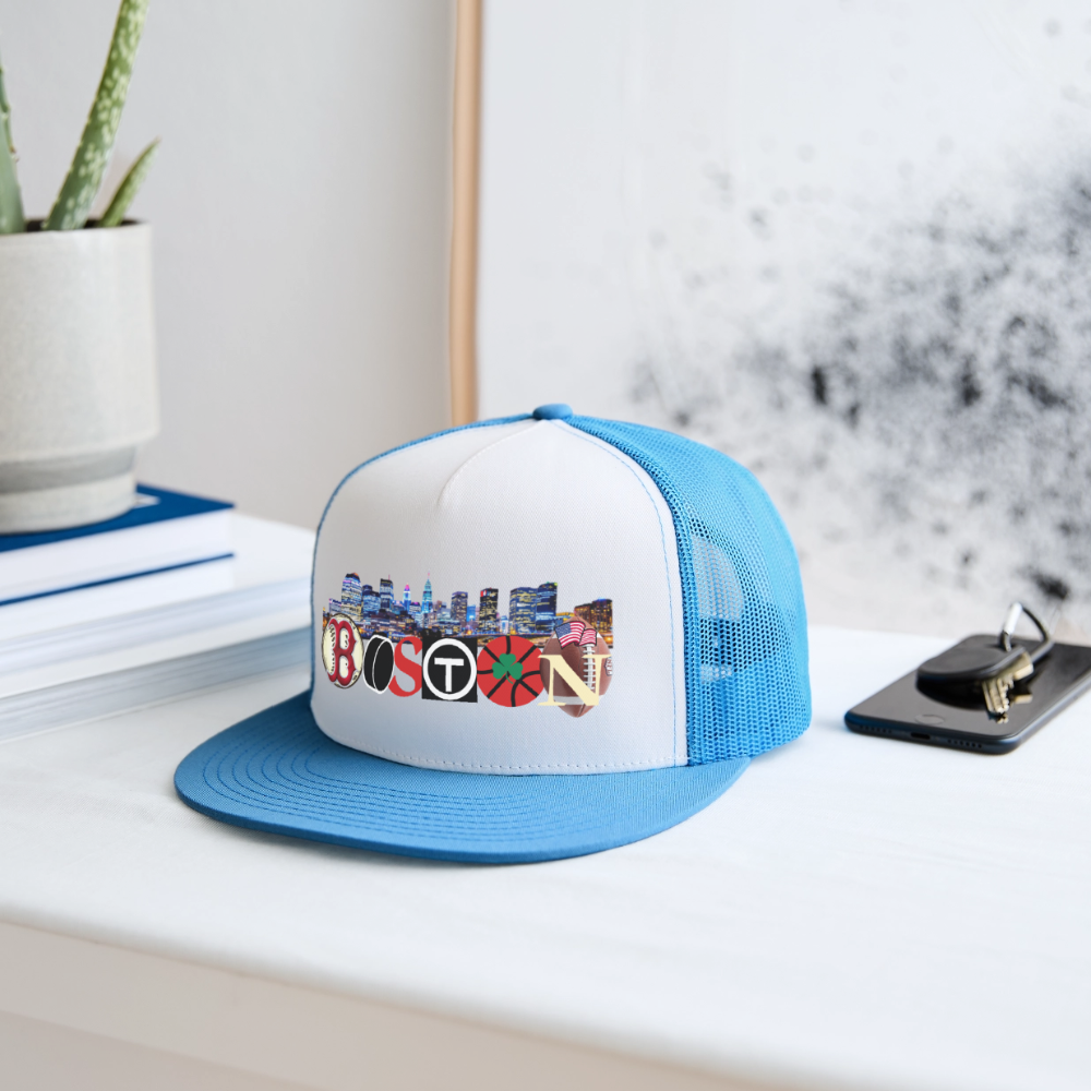 BOSTON SKYLINE Original Camo Snapback Trucker Hat - white/blue