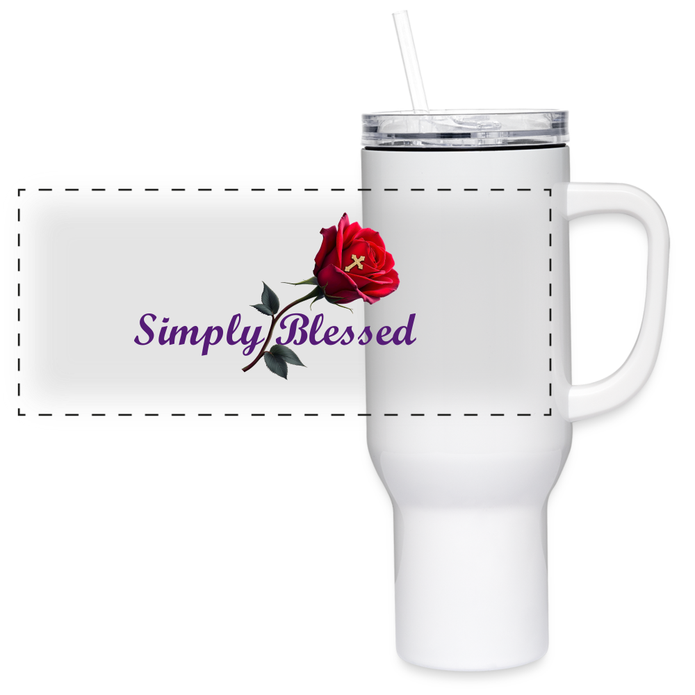 Simply Blessed Stainless Steel 40 oz Travel Tumbler - white