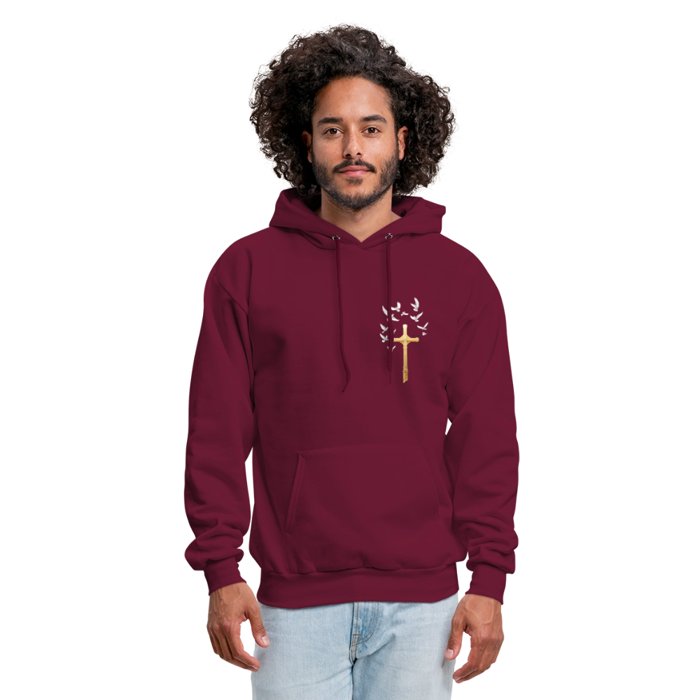 DOVES LATIN with CROSS Men's Hoodie - burgundy