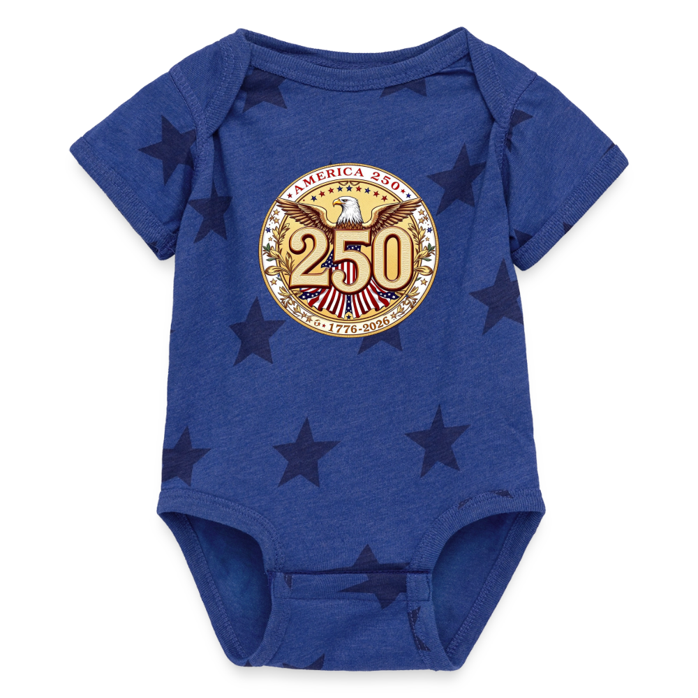 AMERICA 250 Baby 5 Star Print One Piece - royal star