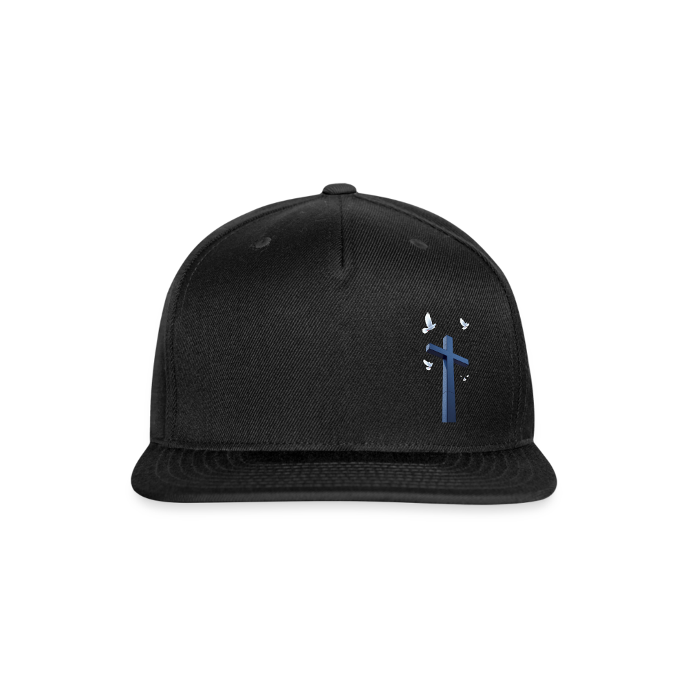 BLACK LATIN CROSS W/ DOVES Snapback Baseball Cap - black