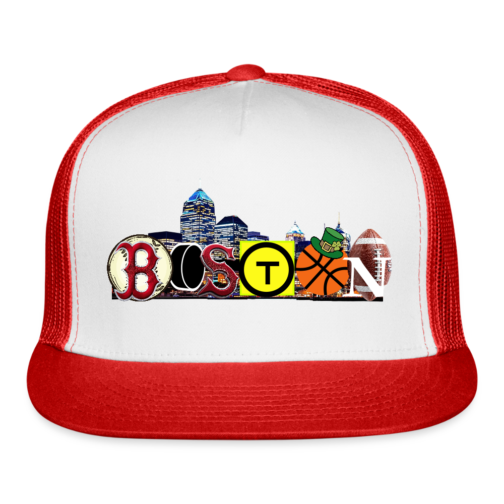 BOSTON SKYLINE Authentic Trucker Hat - white/red