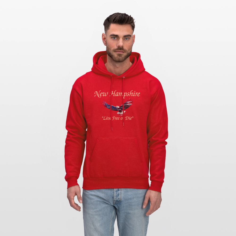 NH Live Free or Die Flying Eagle Men's Hoodie - red