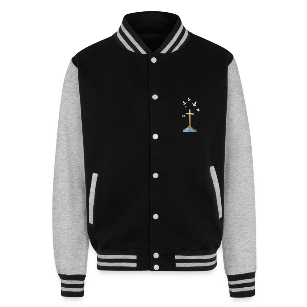 Cross Just Hoods Heavyweight Letterman Jacket - black/heather grey