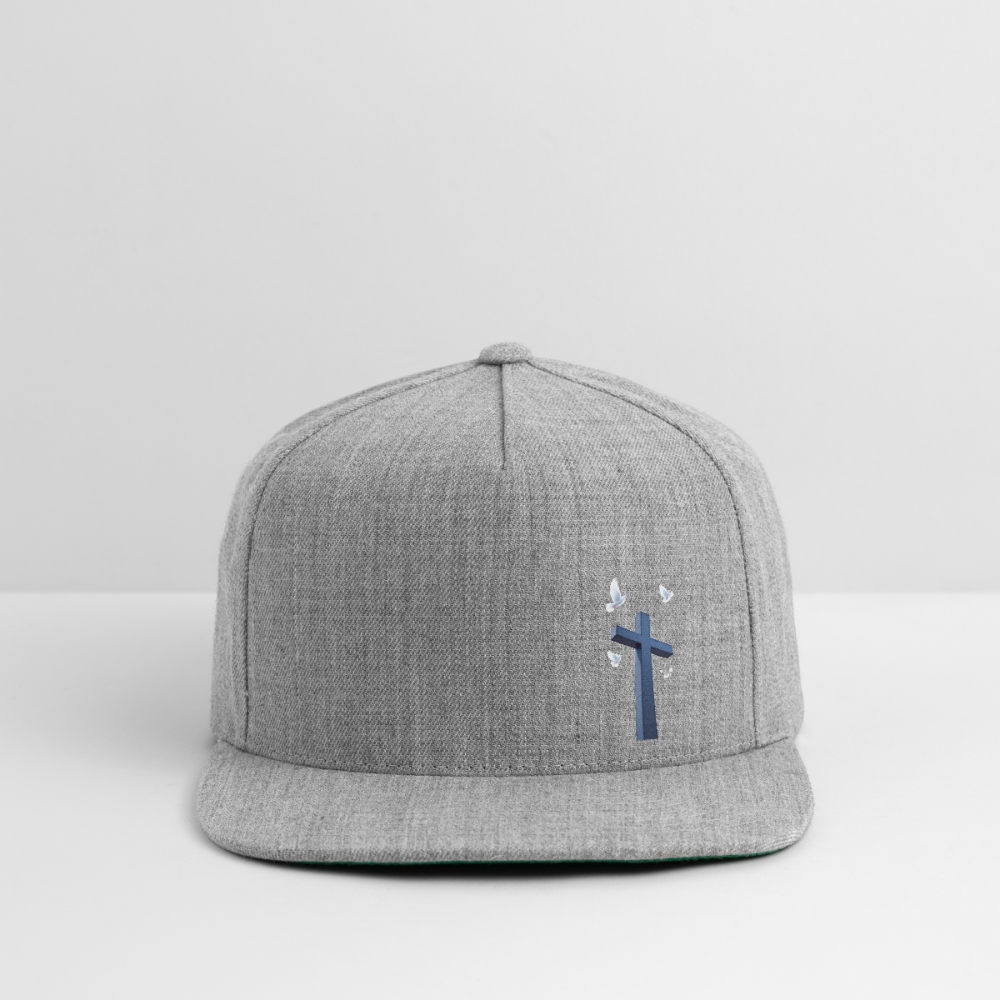 BLACK LATIN CROSS W/ DOVES Snapback Baseball Cap - heather gray