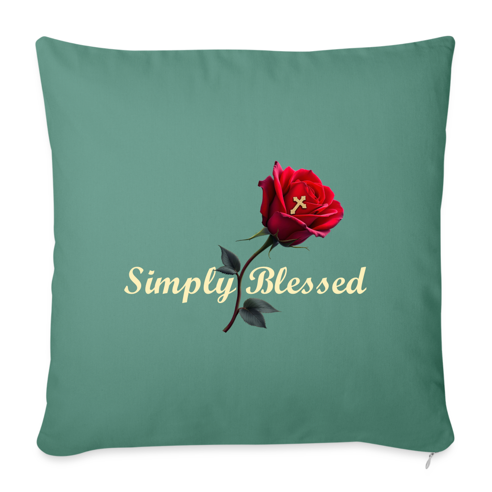 Simply Blessed Throw Pillow Cover 18” x 18” - cypress green