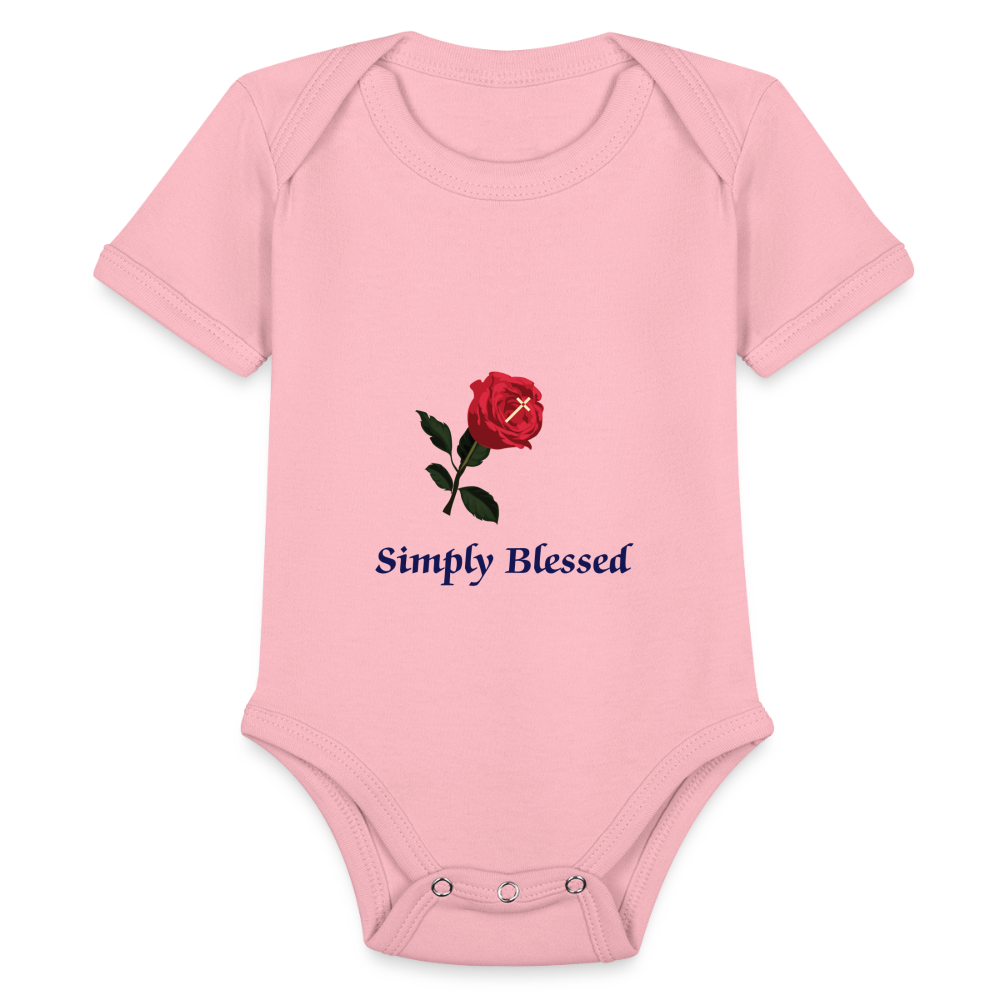 SIE CAPS SIMPLY LESSED Organic Short Sleeve Baby Bodysuit - light pink
