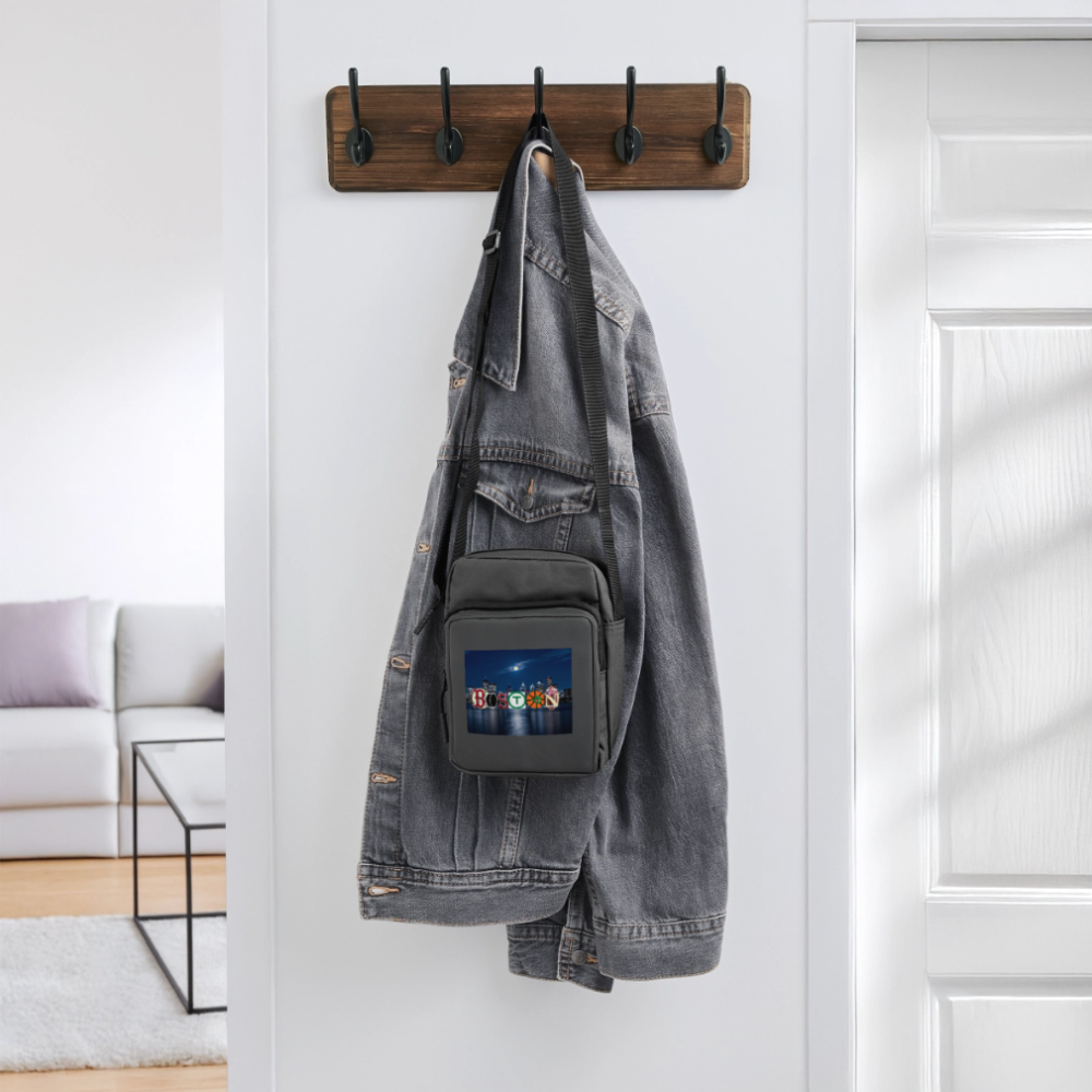 BOSTON SKYLINE PRINT Upright Crossbody Bag - charcoal grey