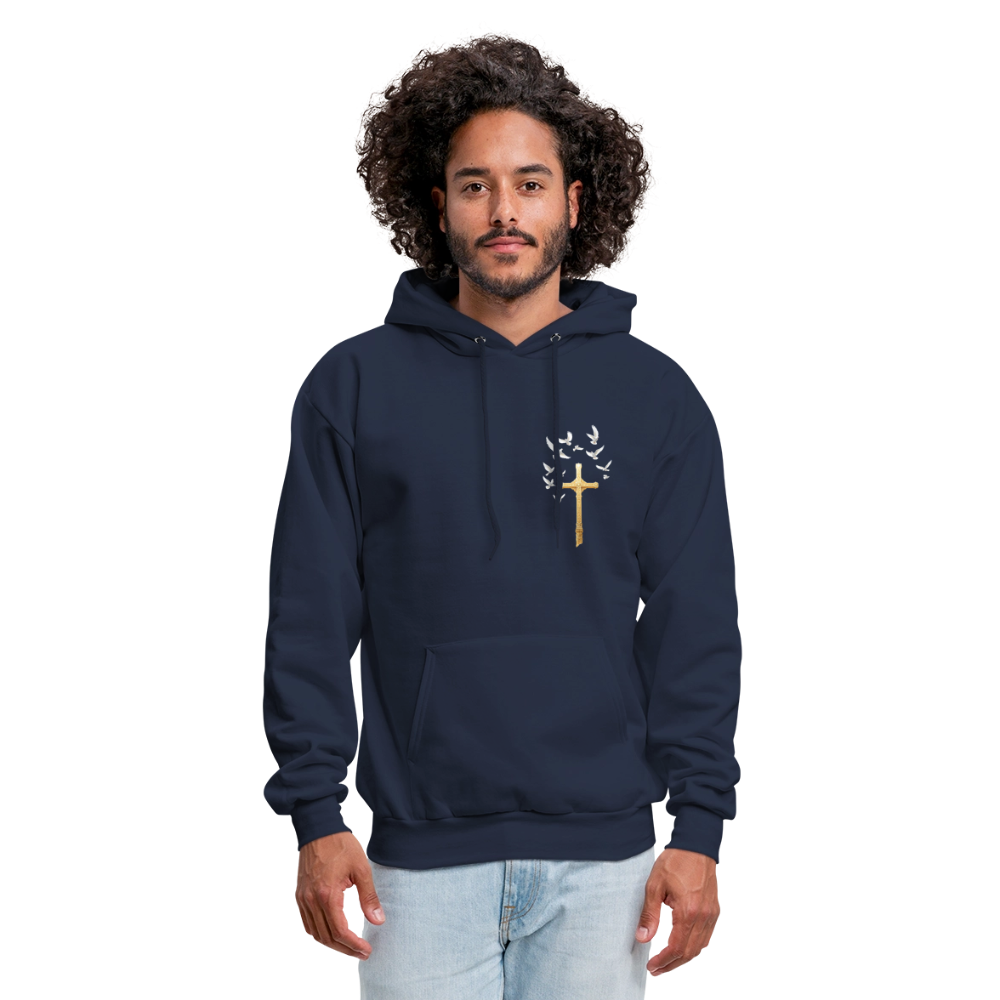 DOVES LATIN with CROSS Men's Hoodie - navy