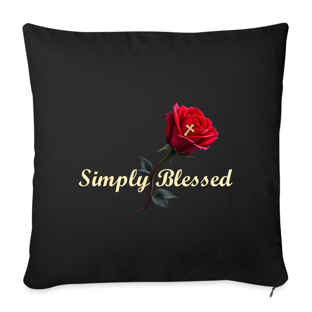 Simply Blessed Throw Pillow Cover 18” x 18” - black