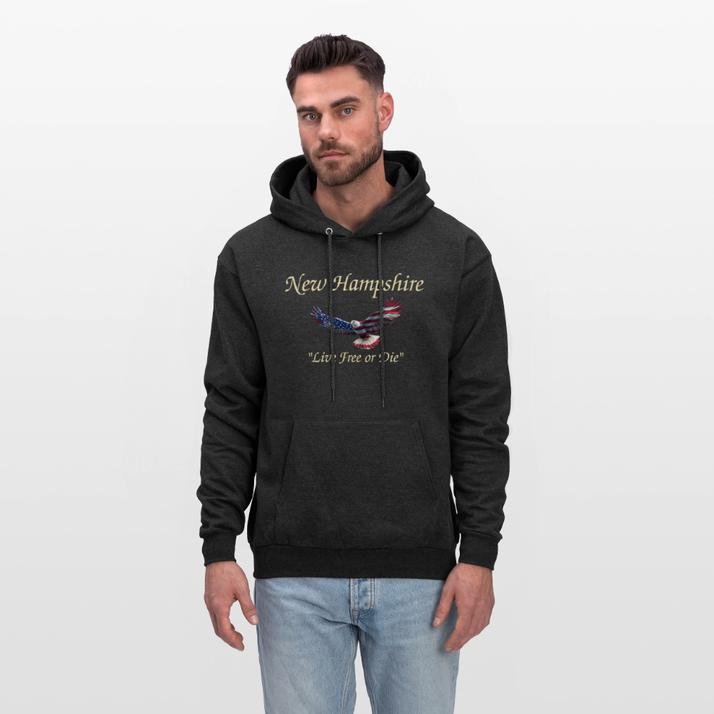 NH Live Free or Die Flying Eagle Men's Hoodie - charcoal grey