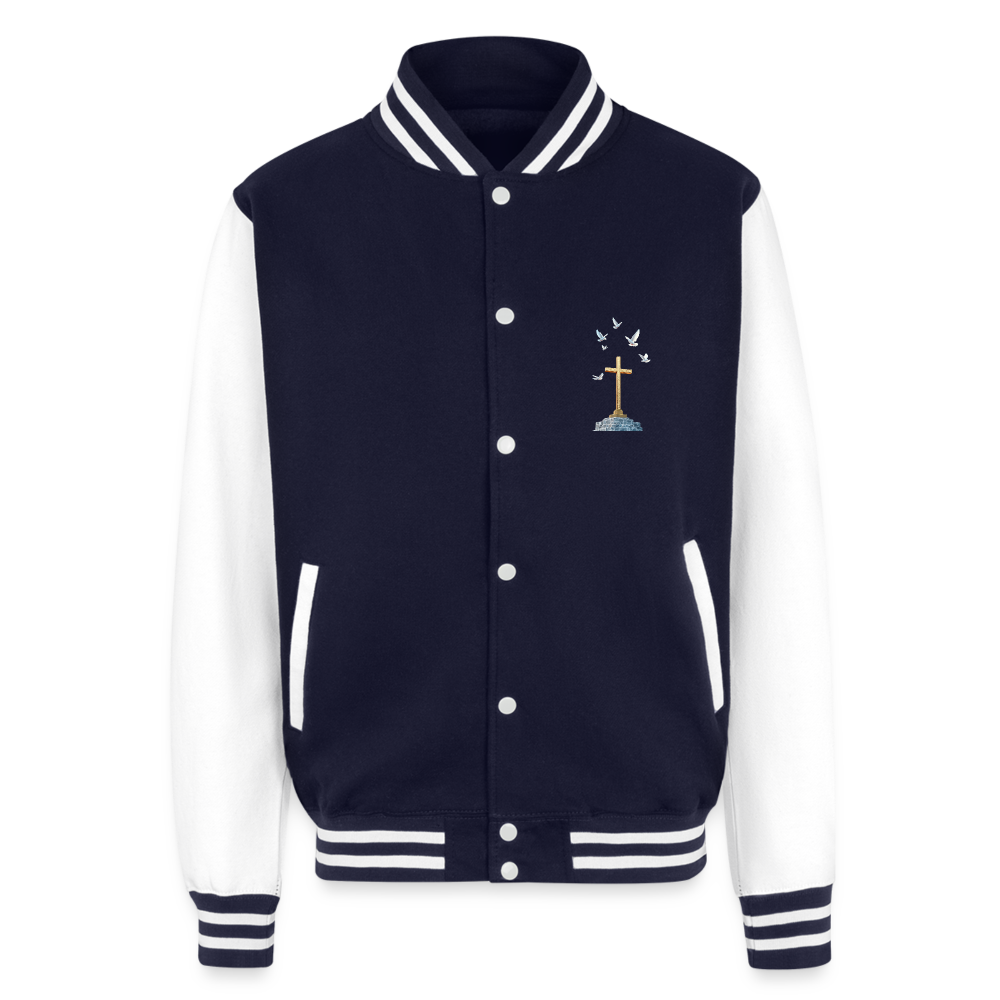 Cross Just Hoods Heavyweight Letterman Jacket - navy/white
