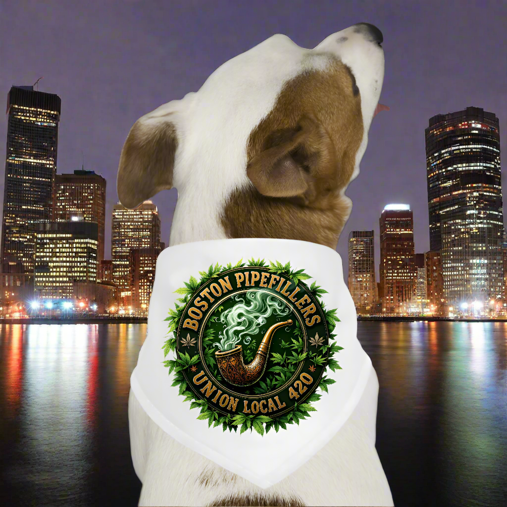 THE ORIGINAL BOSTON PIPEFILLERS UNION 420 Dog Bandana - white