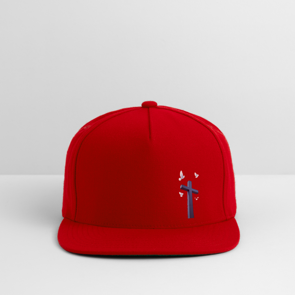 BLACK LATIN CROSS W/ DOVES Snapback Baseball Cap - red