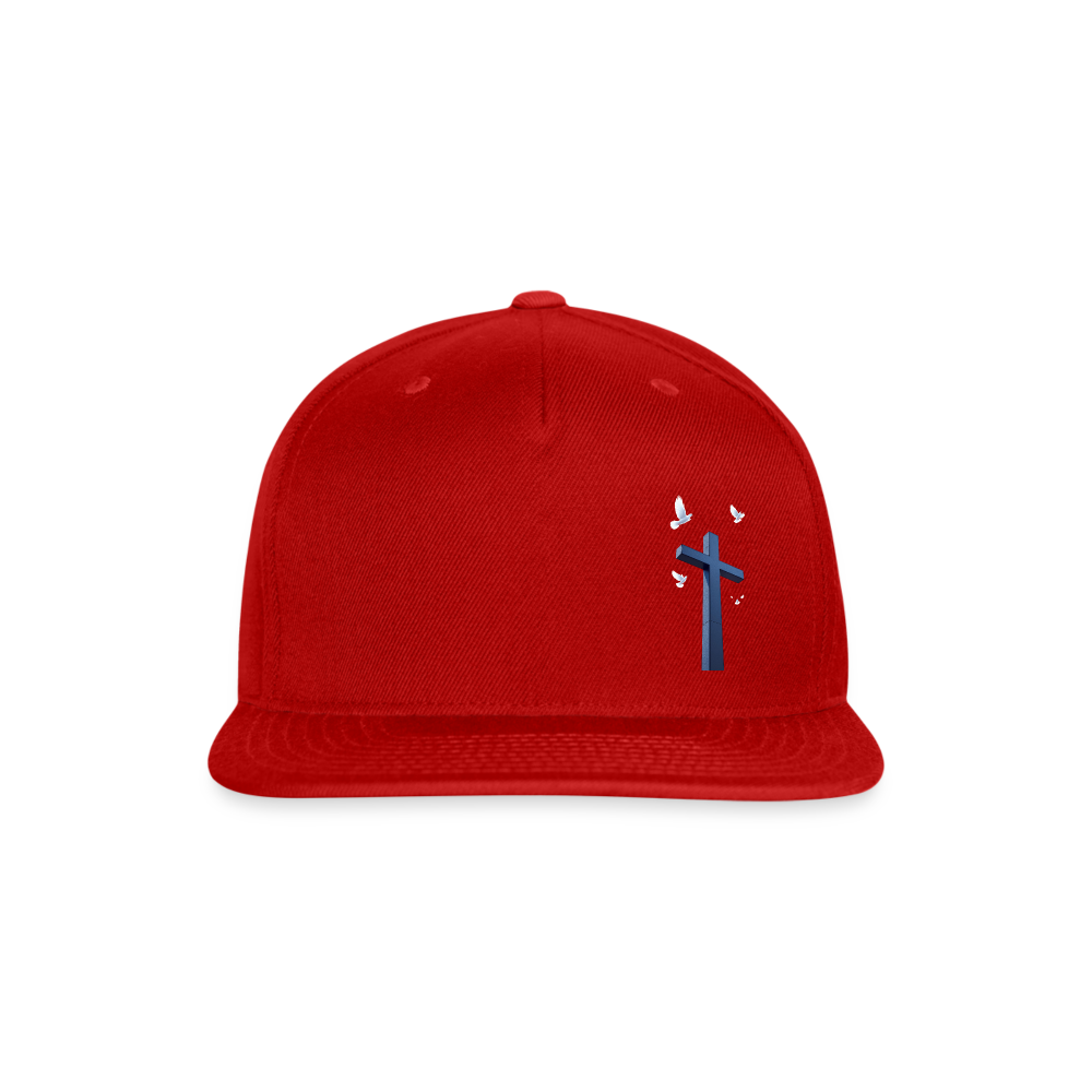 BLACK LATIN CROSS W/ DOVES Snapback Baseball Cap - red