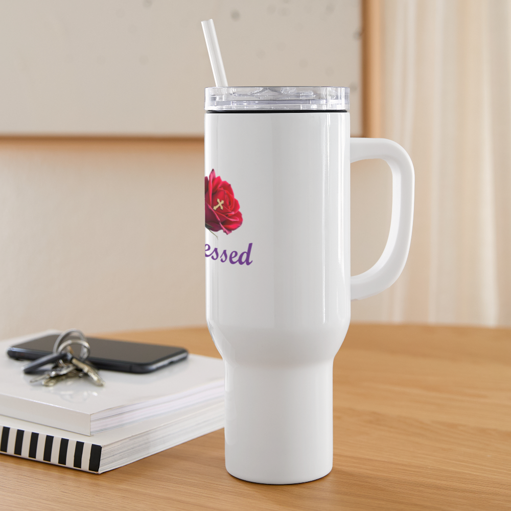 Simply Blessed Stainless Steel 40 oz Travel Tumbler - white