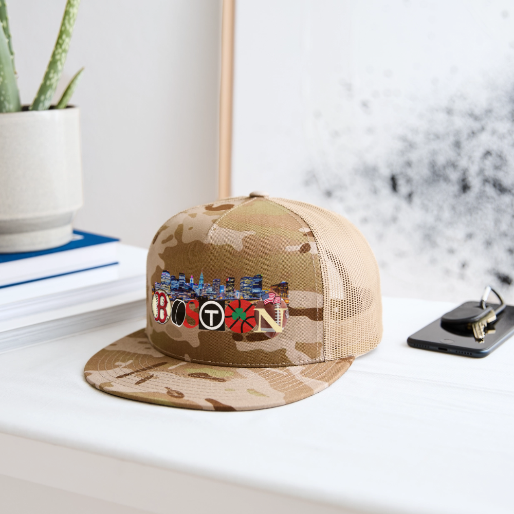 BOSTON SKYLINE Original Camo Snapback Trucker Hat - MultiCam\tan