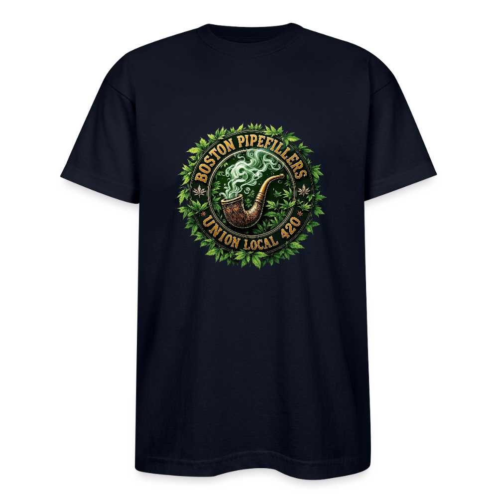 THE ORIGINAL BOSTON PIPEFILLERS UNION 420 Bayside Unisex Heavyweight USA Made T-Shirt - navy