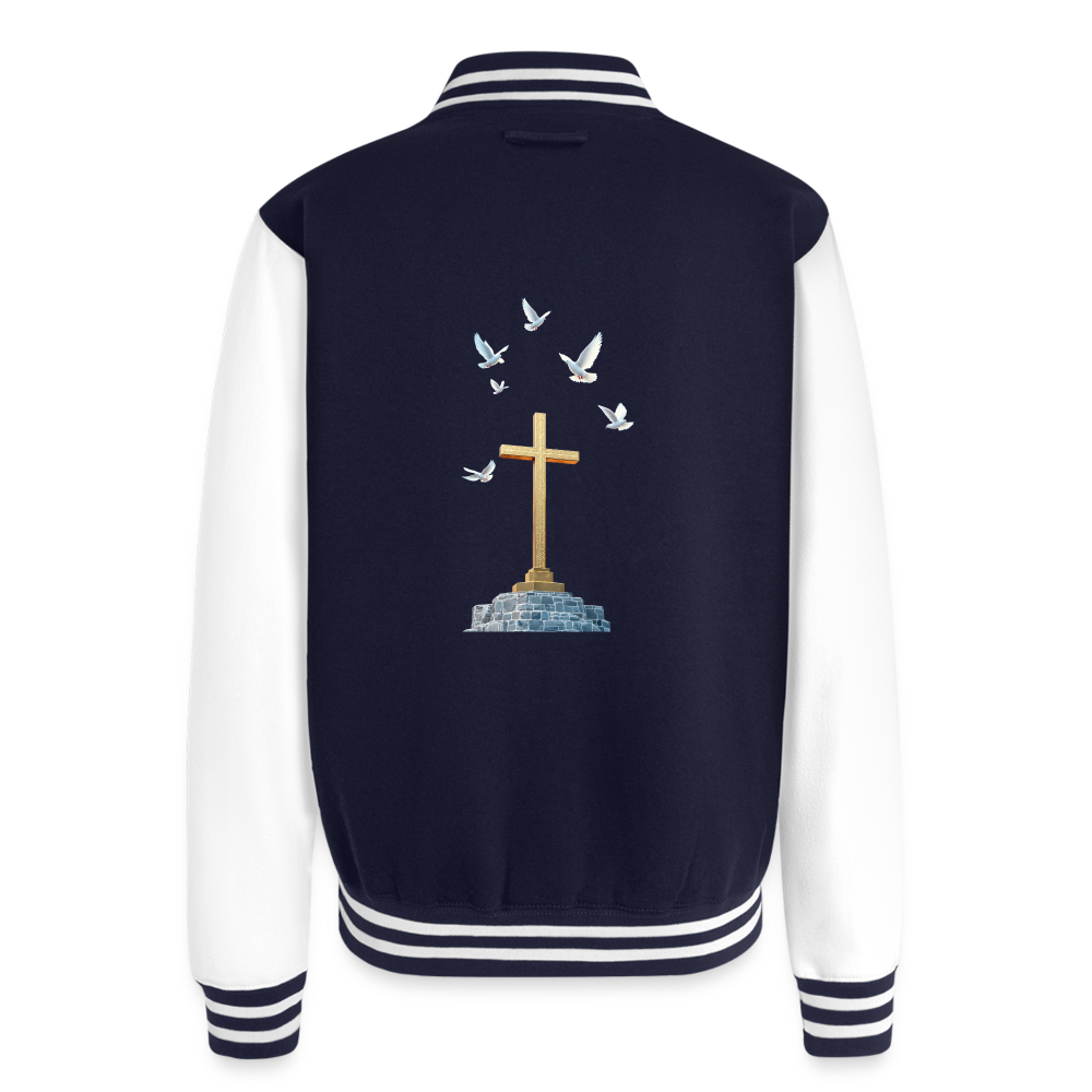 Cross Just Hoods Heavyweight Letterman Jacket - navy/white
