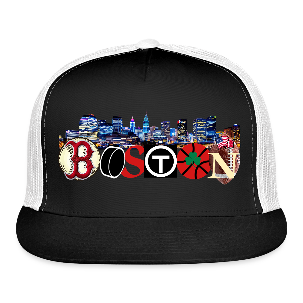 BOSTON SKYLINE Original Camo Snapback Trucker Hat - black/white
