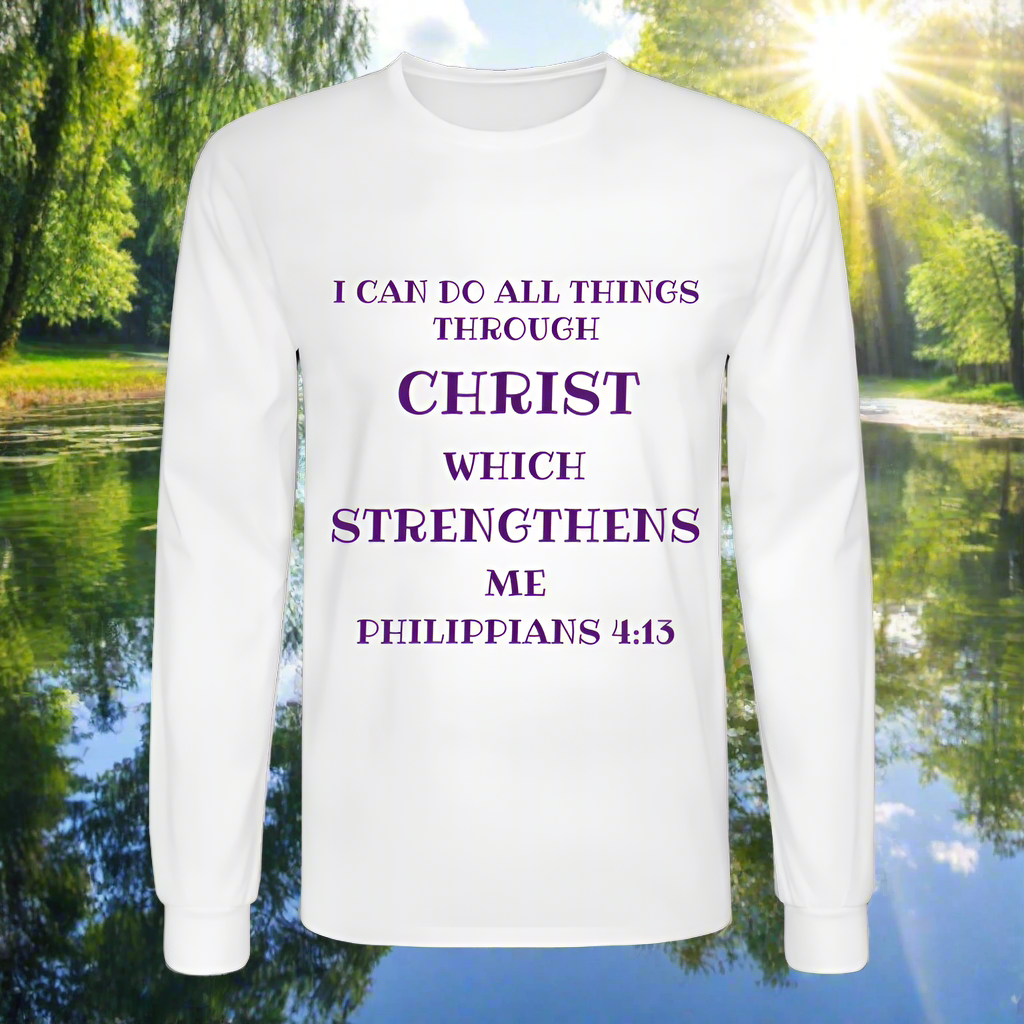 Philippians 4:13 Men's Long Sleeve T-Shirt - white