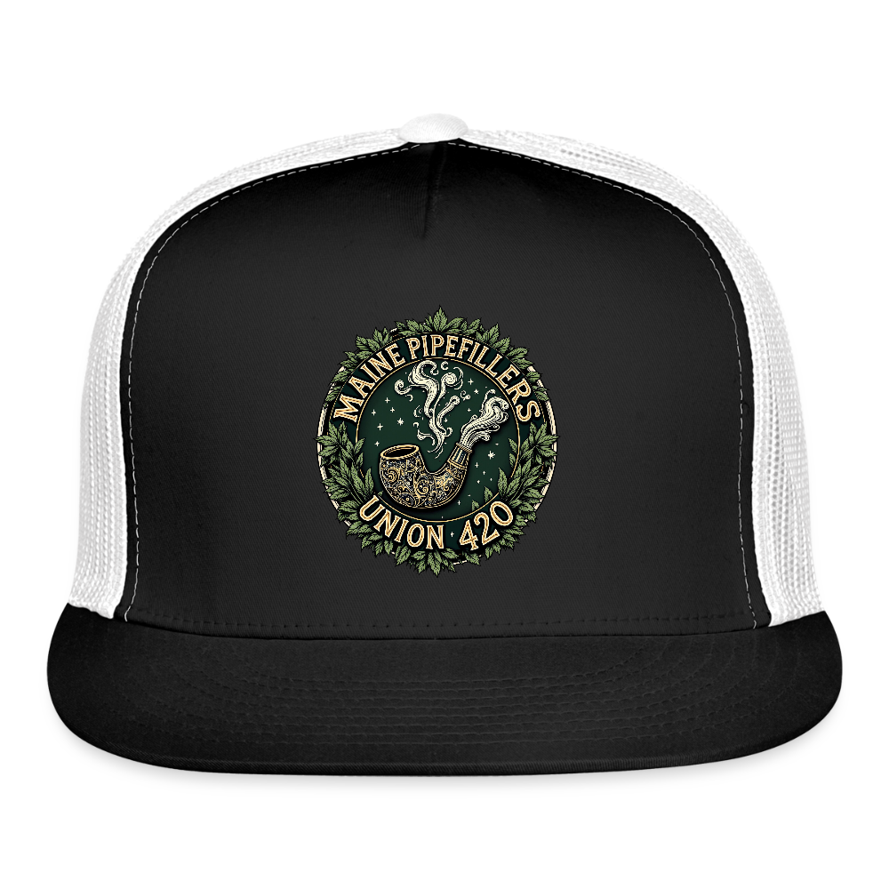 MAINE PIPEFITTERS UNION 420 Camo Snapback Trucker Cap - black/white