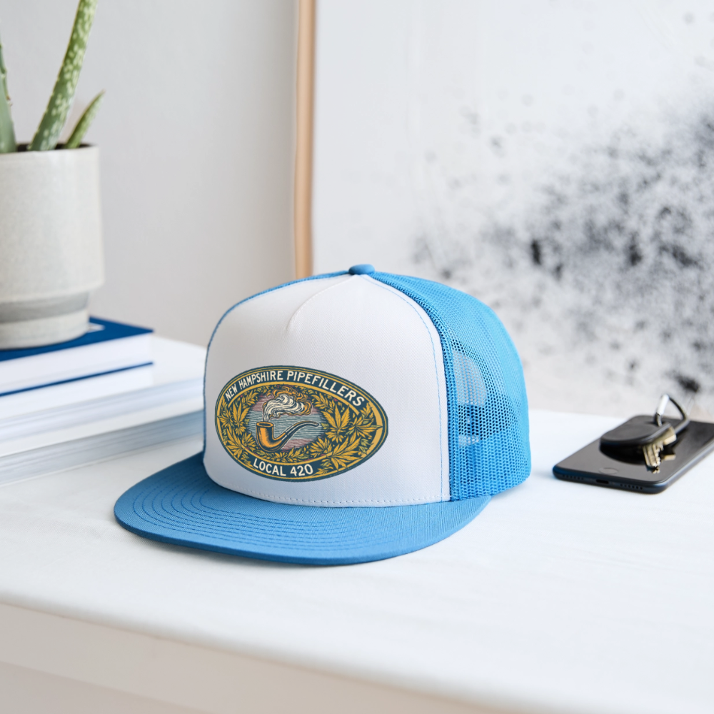 NEW HAMPSHIRE PIPEFILLERS UNION LOCAL 420 Camo Trucker Cap - white/blue