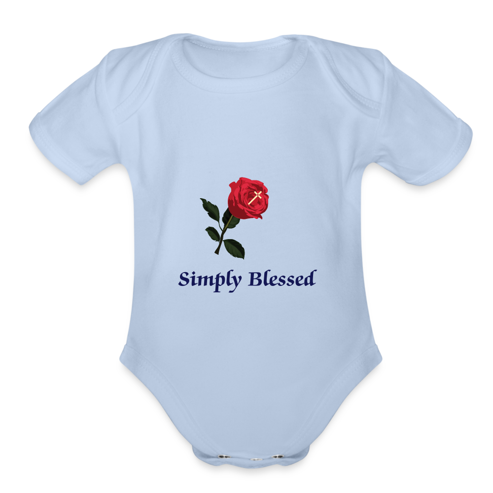 SIE CAPS SIMPLY LESSED Organic Short Sleeve Baby Bodysuit - sky