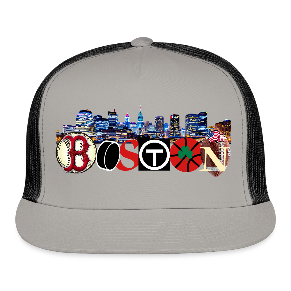 BOSTON SKYLINE Original Camo Snapback Trucker Hat - gray/black