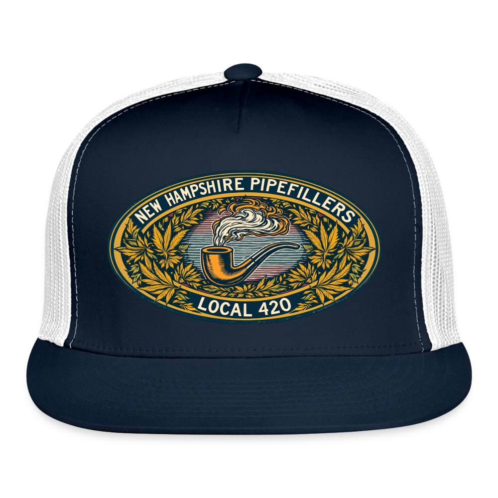 NEW HAMPSHIRE PIPEFILLERS UNION LOCAL 420 Camo Trucker Cap - navy/white