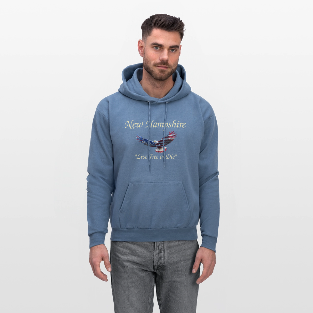 NH Live Free or Die Flying Eagle Men's Hoodie - denim blue