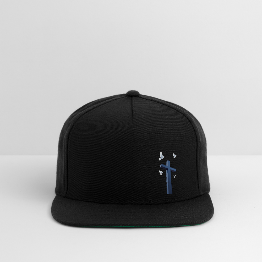 BLACK LATIN CROSS W/ DOVES Snapback Baseball Cap - black
