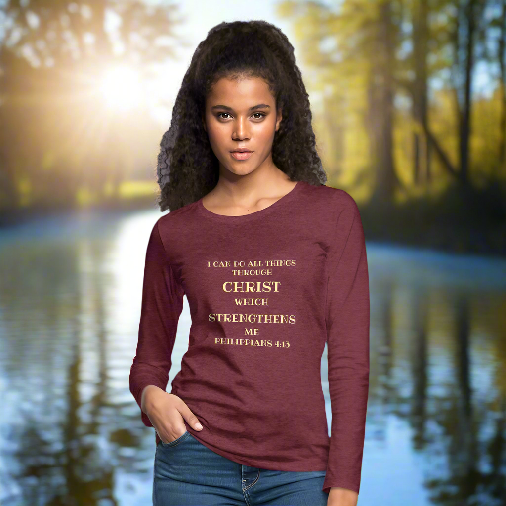 PHILLIPIANS 4:13 Women's Premium Long Sleeve T-Shirt - heather burgundy