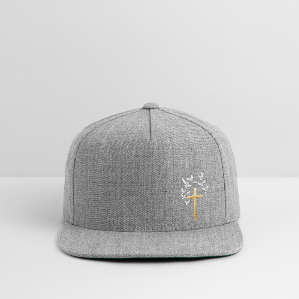 GOLD LATIN CROSS W/ DOVES Snapback Baseball Cap - heather gray