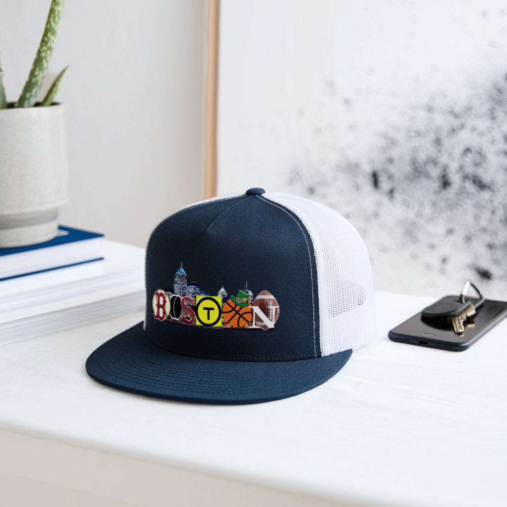BOSTON SKYLINE Authentic Trucker Hat - navy/white