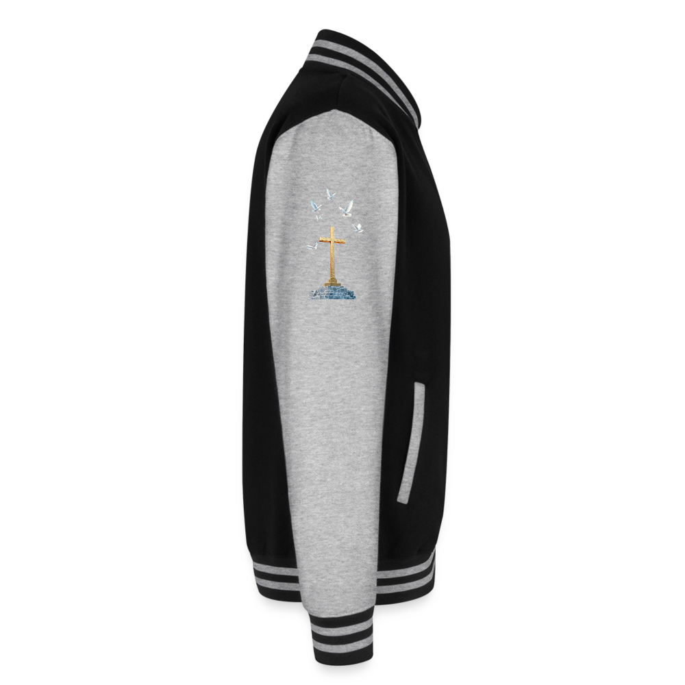 Cross Just Hoods Heavyweight Letterman Jacket - black/heather grey