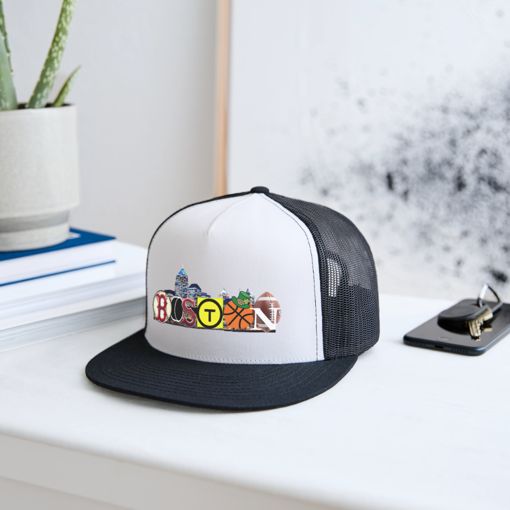 BOSTON SKYLINE Authentic Trucker Hat - white/black