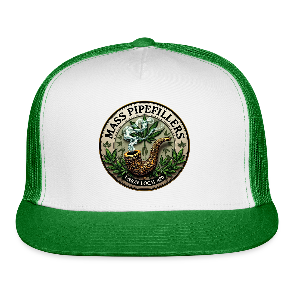 MASS PIPEFILLERS UNION LOCAL 420 Trucker Hat - white/kelly green